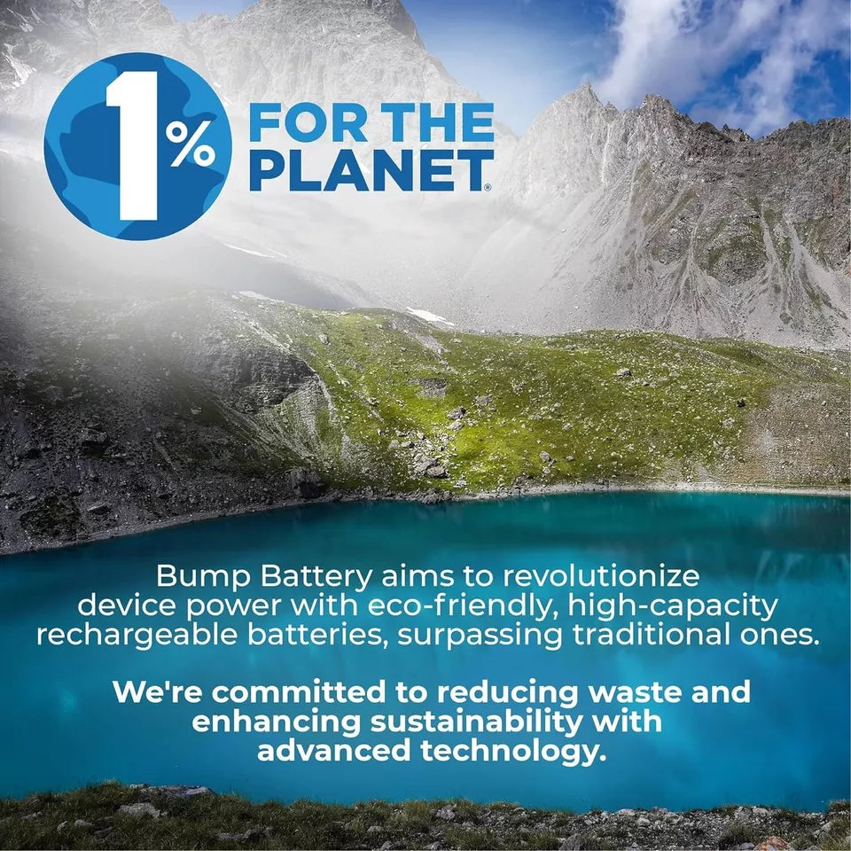 BUMP Lithium Ion Rechargeable Batteries 9 Volt 650mAh USB-C Type Cable Bump - 2 Pack